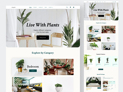 Indoor Plants Website UI design ecommerce interface landing page minimal popular shot product shopify store ui uidesign website