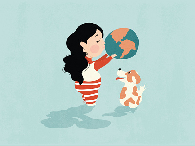 Earth Day character design character illustration children book illustration digital illustration earth day earthday editorial illustration illustration little girl and dog save the planet