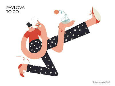 Pavlova to go! character design character illustration concept illustration digital illustration editorial illustration fun illustration illustration limited palette pavlova pavlova eater running