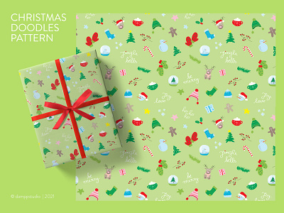 Christmas doodles pattern be merry christmas christmas tree design digital digital illustration doodles drawing drawing sketch gift graphic design green holiday illustration pattern snow snowman wrapping