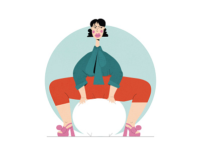 Woman sitting on a ball ball character character design character illustration cheeks digital illustration fashion flat fun girl illustration illustration 2d lines pink shoes tshirt vector vector art woman