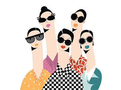 Worm ladies wearing glasses character design character illustration concept illustration digital illustration editorial editorial illustration fashion illustration fun graphic design illustration long neck minimal modern simple spot sunglasses worm lady