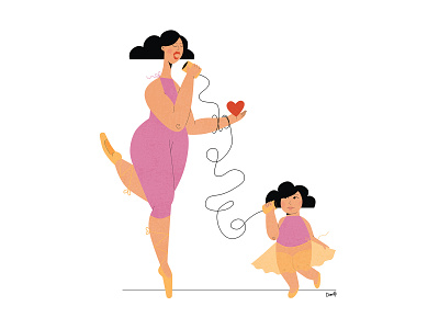 Dear me, dear little me ballerina body positive character design character illustration concept illustration dear me digital illustration editorial editorial illustration heart illustration little little girl minimal soft spot talking vector