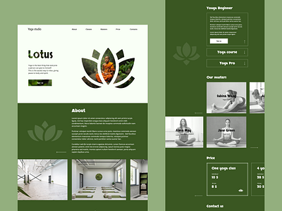 Web site of yoga studio "Lotus" (minimorphism) design figma minimorphism ui ux