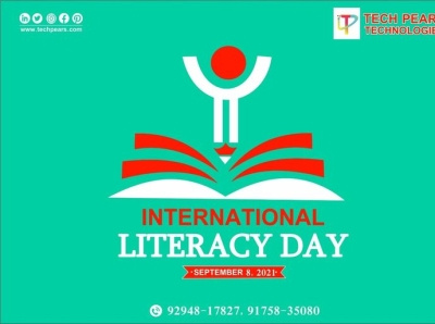 International Literacy Day -Tech Pears Technologies festival post design logo design social media banner