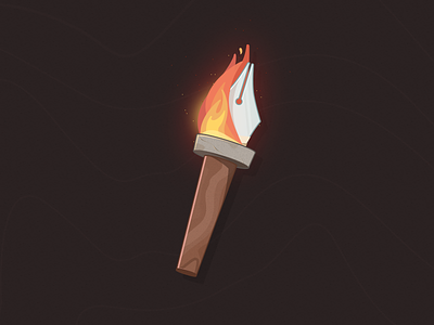 Vectorch adventure explore fire flame logo mark pen torch vector wood