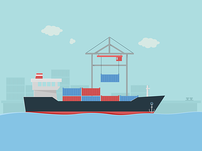 Loading Dock boat containers dock illustration loading sea ship water