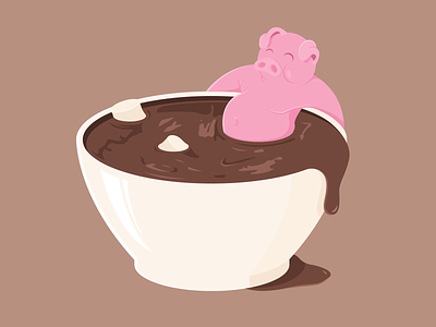 Chocolate bathing piggy bathing bowl chocolate marshmallow piggy