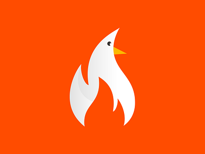 Fire bird animal bird concept fire flame icon logo minimal orange symbol