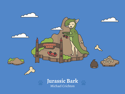 Jurassic Bark - Social Media Pun Illustrations cute dog dog dog illustration illustration jurassic park puns