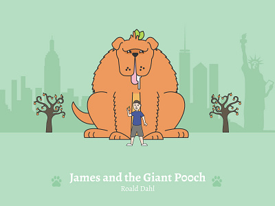 James and the Giant Pooch - Social Media Pun Illustrations cute dog dog dog illustration illustration james and the giant peach puns roald dahl