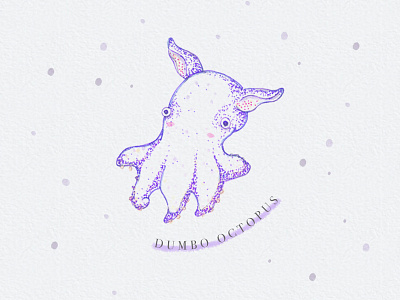 Dumbo Octopus creature cute cute animal drawing handdrawn handdrawn art illustration ink drawing octopus pastel pastel art pastel illustration sea sea creature underwater