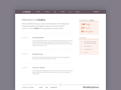 revitalize - logged in homepage revitalize web design website
