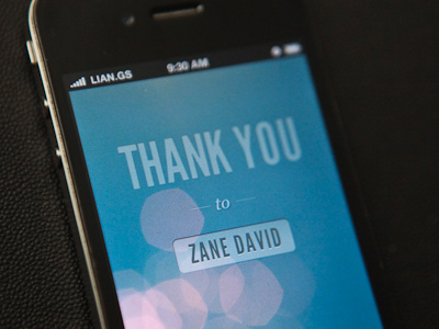 Thanks for the invite, zane_david! debut iphone thank you ui