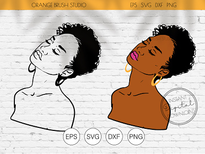 Short Hair Black Woman. Melanin Queen afro beauty black woman character clip art girl illustration portrait woman