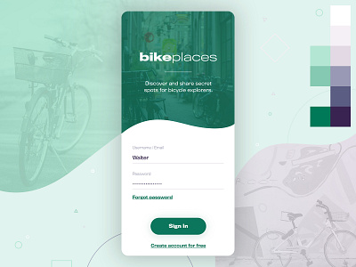 BikePlaces - Sign In Screen app app design bike branding map mapbox micro mobility mobility sign in transport ux