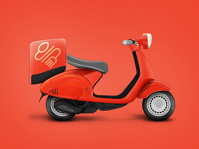 MyMenu delivery food icon illustration meal modep mymenu order red scooter service web