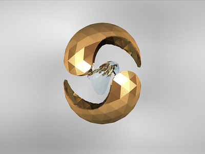 Golden Sphere vs Black crystal brand crystal edge form geometry gold golden icon identity logo origami shape sphere
