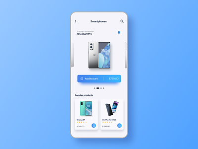 Oneplus Store - Daily UI #012 - E-Commerce Shop app blue cart dailyui design ecomerce figma light oneplus smartphone store ui