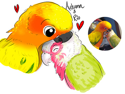 Cartooning Pets - Autumn and Rio birds caricature cartoon cartooning design digital art illustration illustration digital illustrations pets portrait