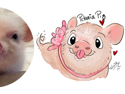 Cartooning Pets - Petunia Pig caricature cartoon cartooning digital art illustration illustrations pets pig portrait