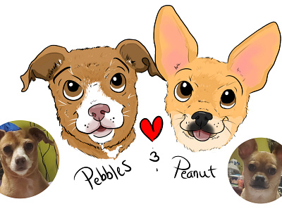 Cartooning Pets - Pebbles & Peanut caricature cartoon cartooning digital art dogs illustration illustration digital illustrations pets portrait