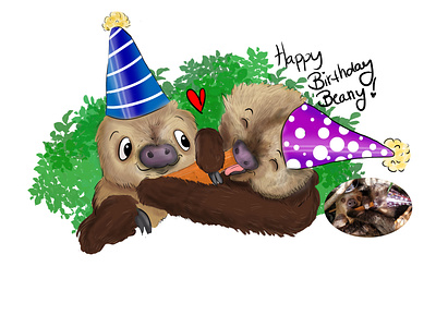Cartooning Animals - Happy Birthday Beany animals caricature cartoon cartooning digital art illustration illustration digital illustrations portrait sloths