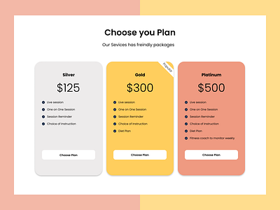 Pricing Page graphic design ui