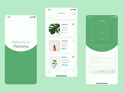PlantArea app design ui ux