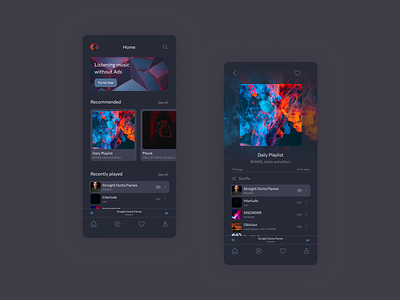 Music Player App Design app dark design music player ui ux
