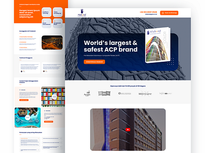 Alubond Landing Page aluminium architecture clean company corporate identity indonesia jakarta landing page orange panel ui ux web website website company