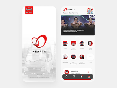 HINO New Hearts Splash & Home Screen application hijrstudio hino interface ui ux