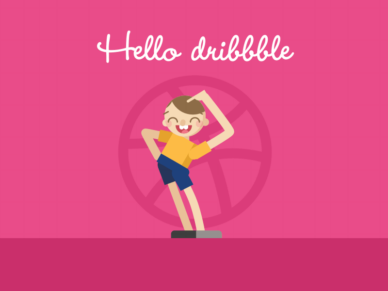 Hello Dribbble animation dribble hello illustration kid motion graphics