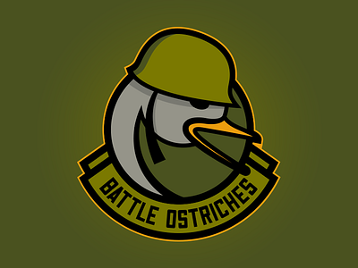 Battle Ostriches fantasy football green illustration logo ostrich
