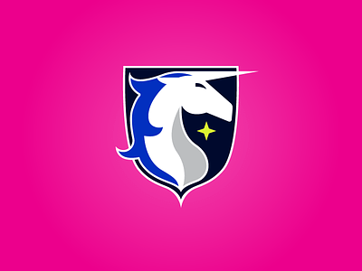 Unicorn Badge 2a badge pink shield soccer sports star unicorn