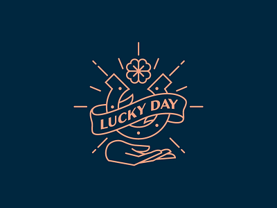 Lucky Day badge horseshoe icon luck lucky navy rose gold