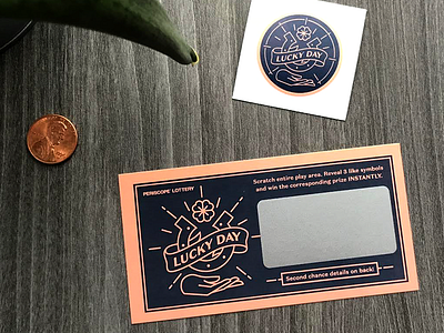 Lucky Day Scratch Ticket badge horseshoe icon lottery luck lucky navy rose gold scratch sticker ticket