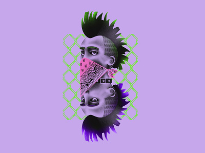 Punks design fashion illustration green illustration portrait procreate punk punkillustration textured illustration violet