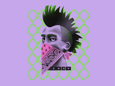 Punk design fashion illustration green illustration portrait procreate punk punkillustration textured illustration violet