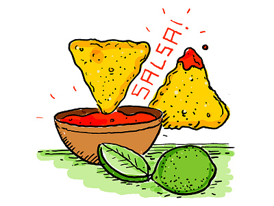 Salsa! chips gold green lime photoshop red salsa sharpie tortilla