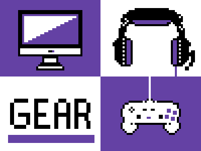 Gear icons computer controller gaming gear headset specs tech