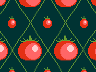 Tomato Pattern green mule pattern pixel red sticker tomato
