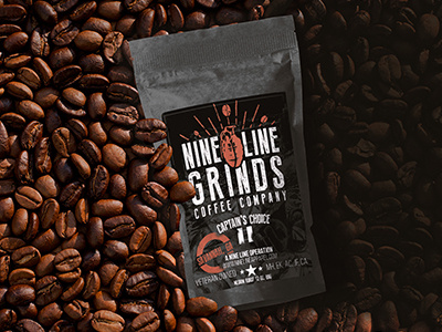 Nine Line Grinds bag branding coffee logo mark packaging