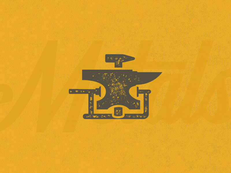 Metals Mark Exploration smithing metal hammer anvil symbol design branding brand mark icon logo