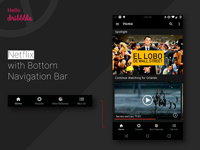 First shot! bar bottom dribbble first hello hola mexico monterrey navigation netflix shot ui