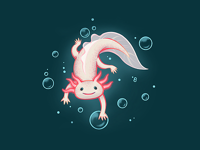 Axolotl animals aquatic axolotl bubbles illustration ipad procreate procreateclub