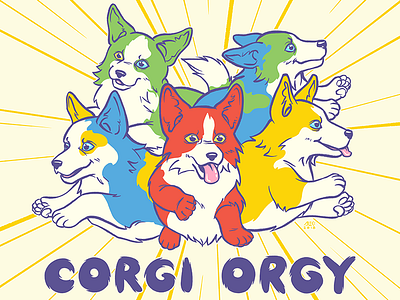 Corgi Orgy animals corgis dogs illustration ipad procreate procreateclub