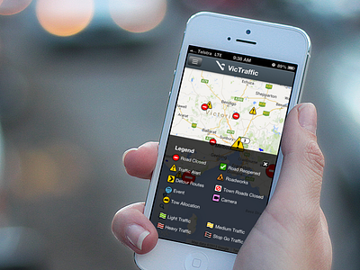 Emergency & Traffic Info app emergency interface ios iphone legend map native phone traffic travel ui