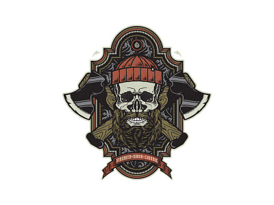 Strength • Honor • Courage axe axes banner beard crest illustration lumber jack lumberjack skull texture