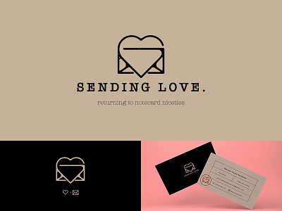 Sending Love Logo branding business card envelope heart logo press stamp texture vintage